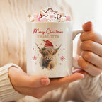 Personalised Highland Cow Christmas Mug for Christmas