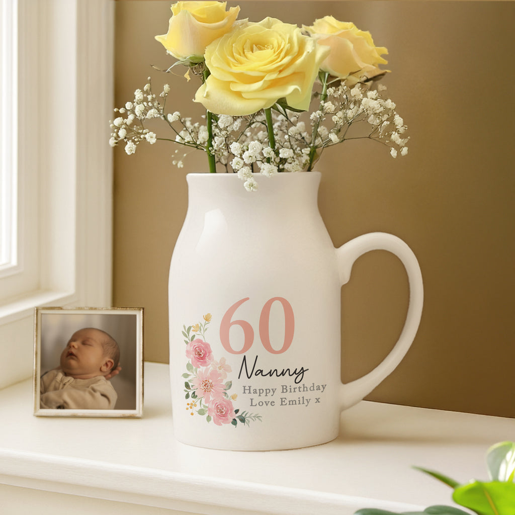 Personalised Floral Birthday Jug Vase | Birthday Gift