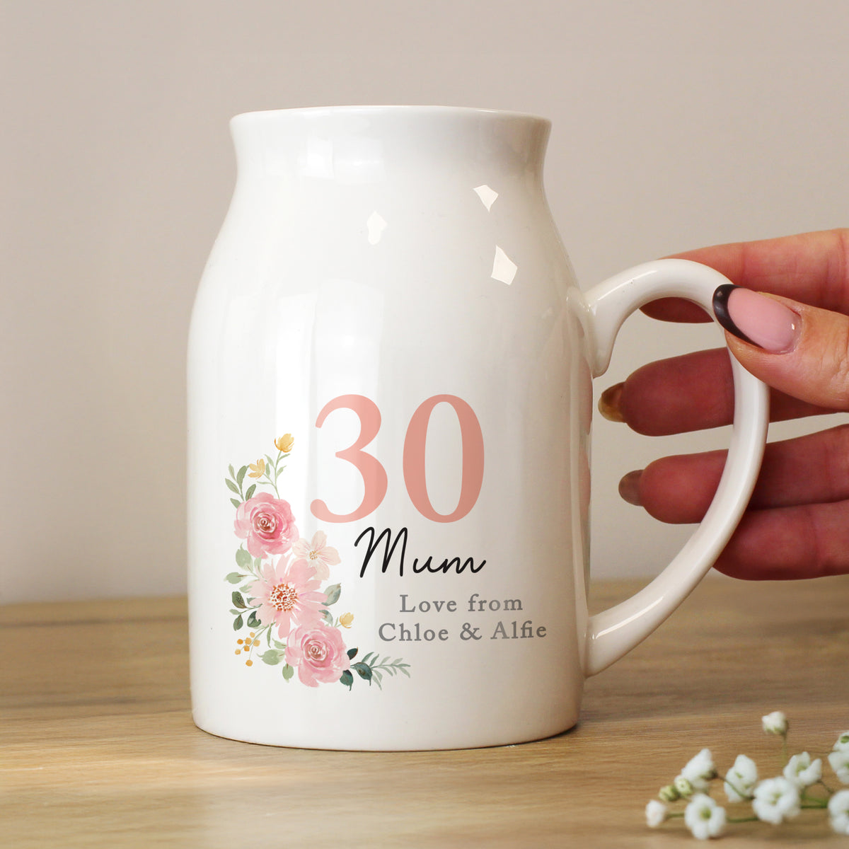 Personalised Floral Birthday Jug Vase | Birthday Gift