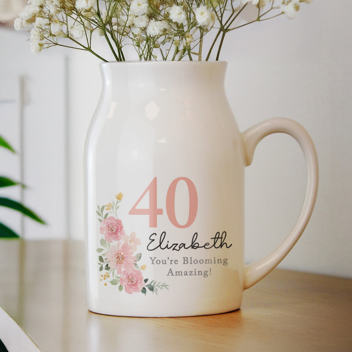Personalised Floral Birthday Jug Vase | Birthday Gift