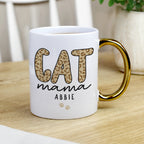 Personalised Cat Mama Gold Handle Mug | Mother's Day Gift