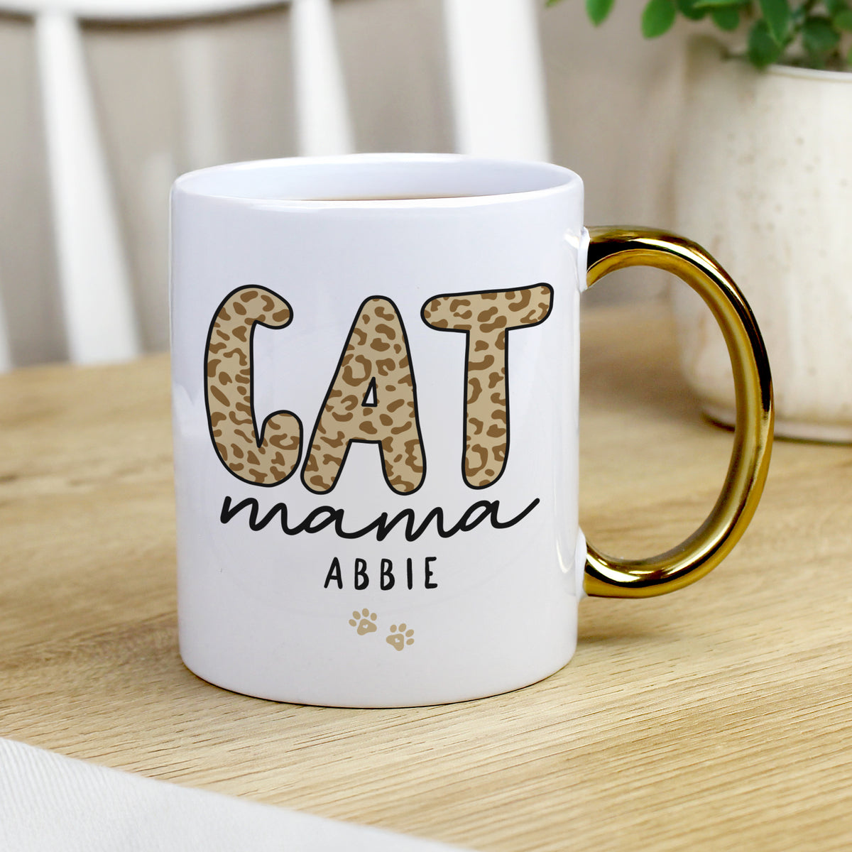 Personalised Cat Mama Gold Handle Mug | Mother's Day Gift