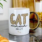 Personalised Cat Mama Gold Handle Mug | Mother's Day Gift