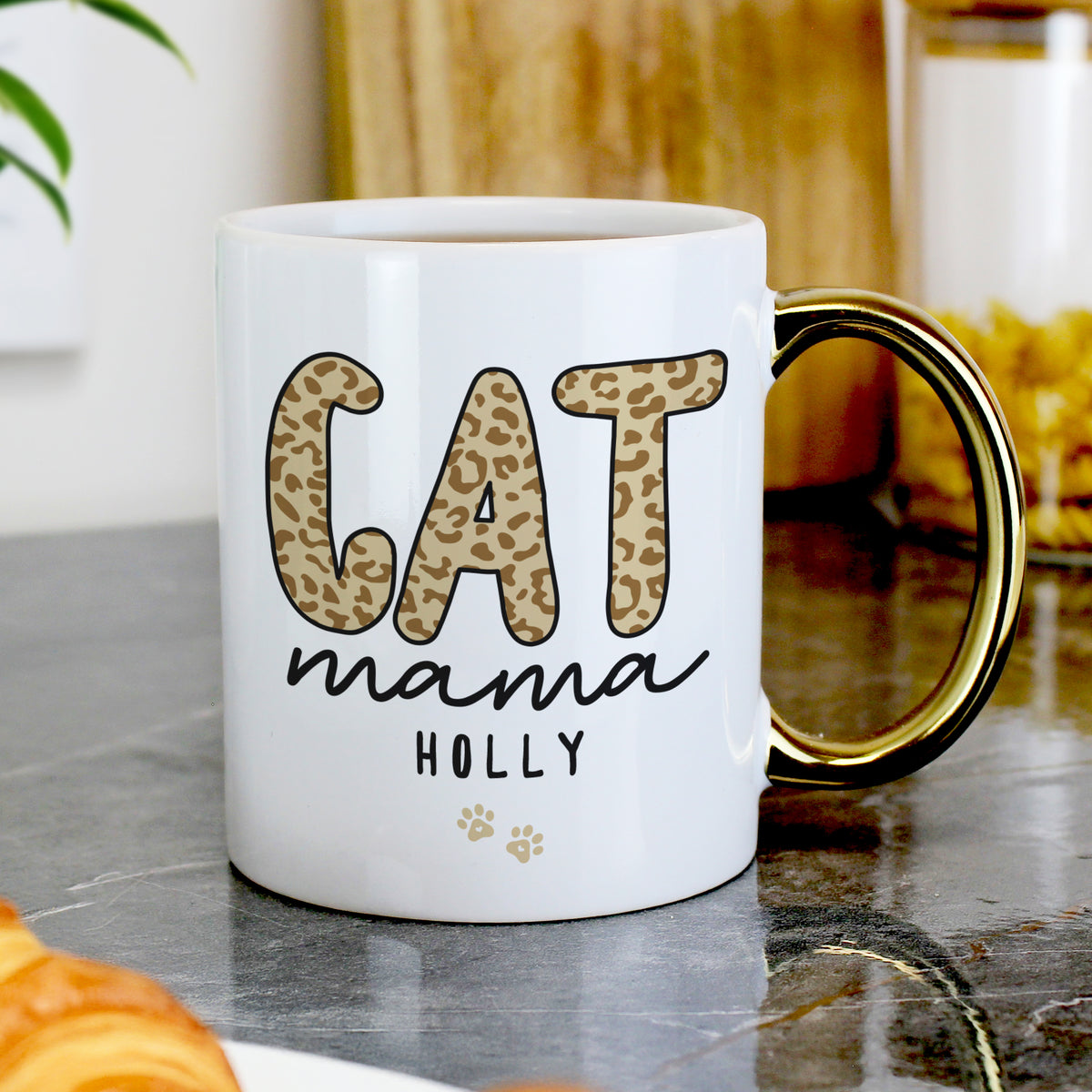 Personalised Cat Mama Gold Handle Mug | Mother's Day Gift
