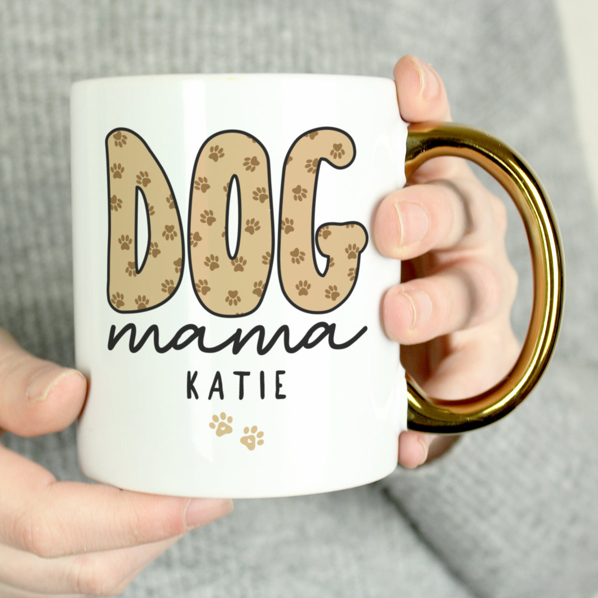 Personalised Dog Mama Gold Handle Mug for Mother's Day