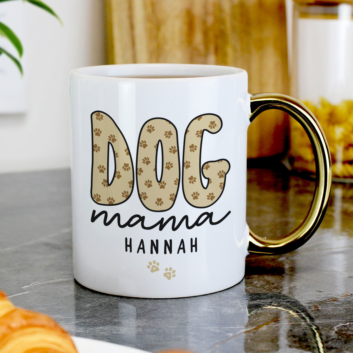 Personalised Dog Mama Gold Handle Mug for Mother's Day