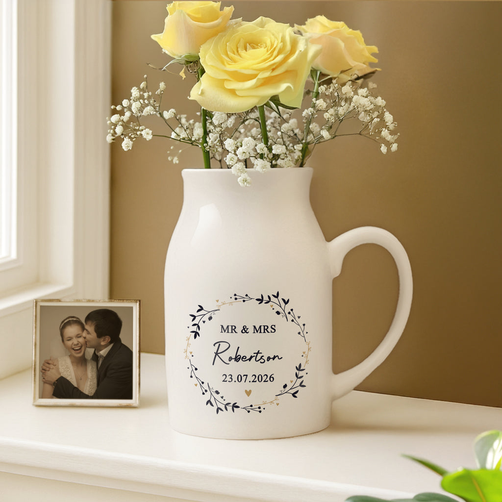Personalised Black & Gold Wreath Jug Vase | Vases | Inspired Creative Gifts