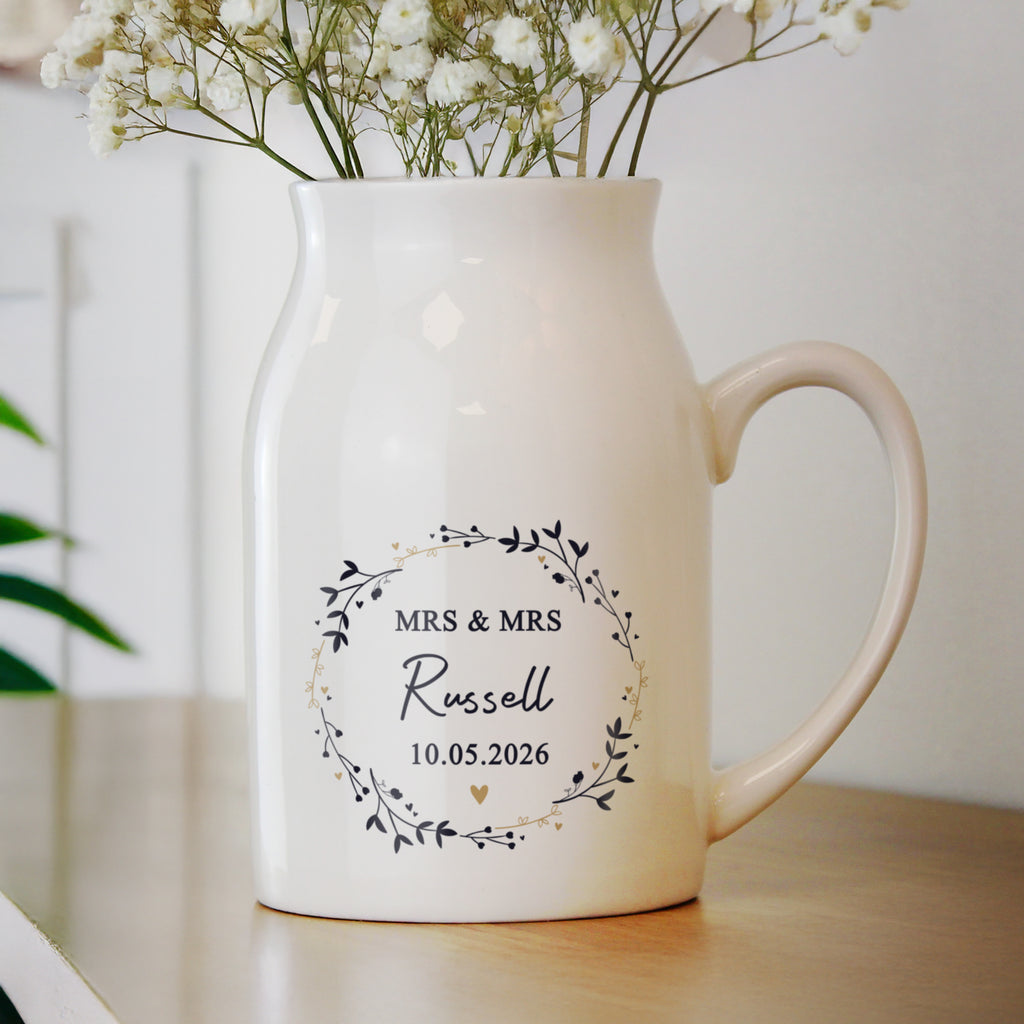 Personalised Black & Gold Wreath Jug Vase | Vases | Inspired Creative Gifts