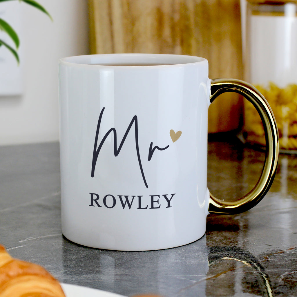 Personalised Mr Gold Handle Mug | Wedding Gift