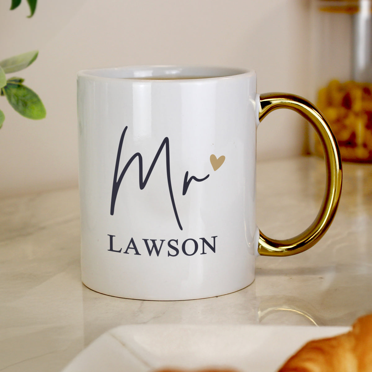 Personalised Mr Gold Handle Mug | Wedding Gift