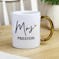 Personalised Mrs Gold Handle Mug | Wedding Gift