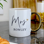 Personalised Mrs Gold Handle Mug | Wedding Gift