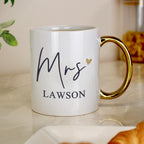 Personalised Mrs Gold Handle Mug | Wedding Gift