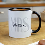 Personalised Mrs Black Handle Mug for Wedding
