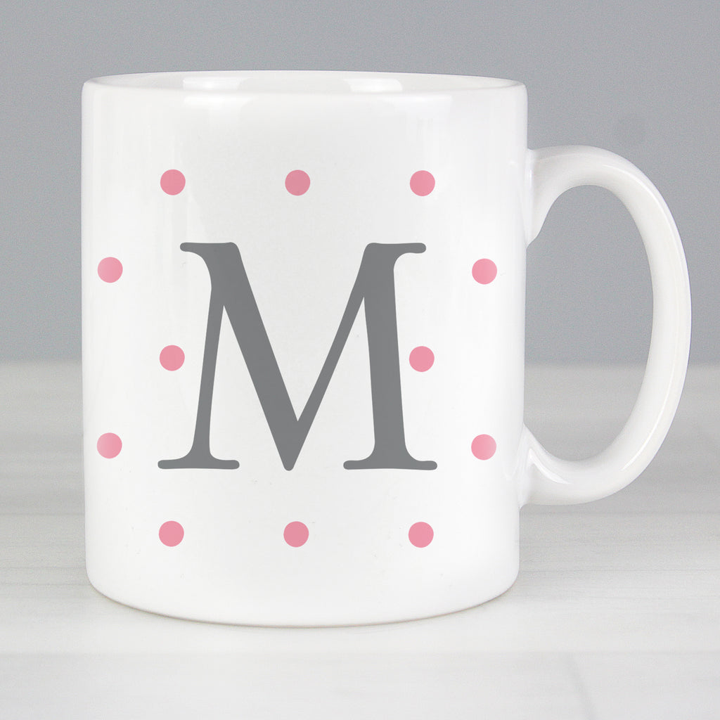 Personalised Monogram Pink Spot Mug for Mother's Day
