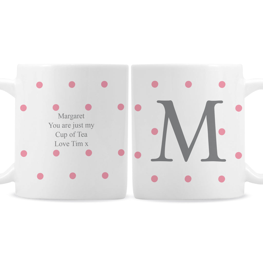 Personalised Monogram Pink Spot Mug for Mother's Day