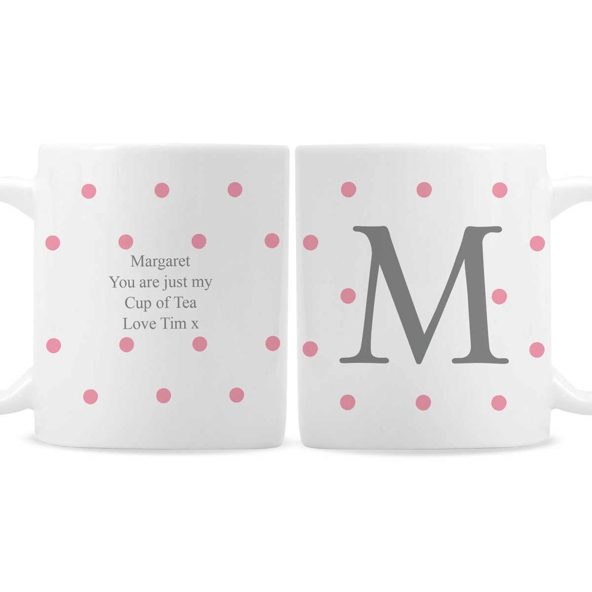 Personalised Monogram Pink Spot Mug for Mother's Day