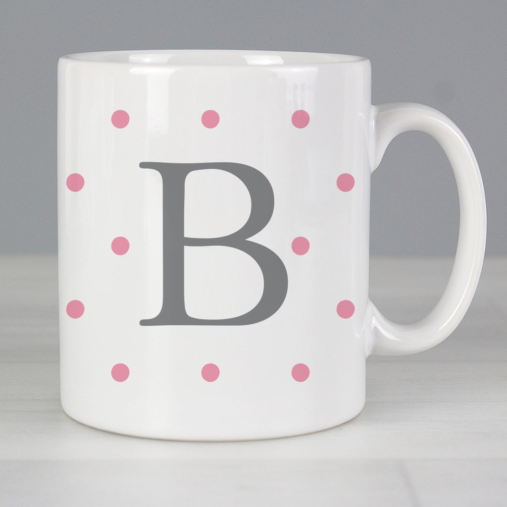 Personalised Monogram Pink Spot Mug for Mother's Day