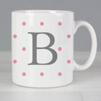 Personalised Monogram Pink Spot Mug for Mother's Day