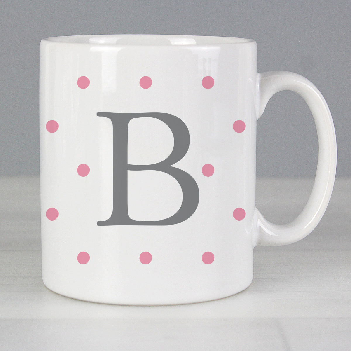 Personalised Monogram Pink Spot Mug for Mother's Day