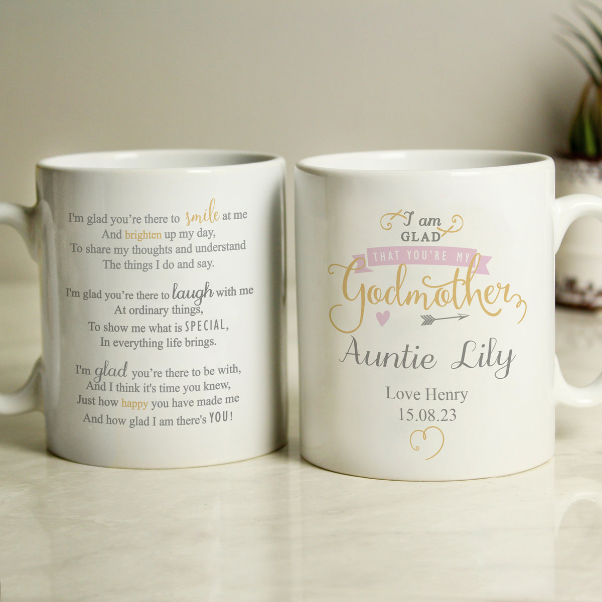 Personalised I Am Glad... Godmother Mug for Mother's Day