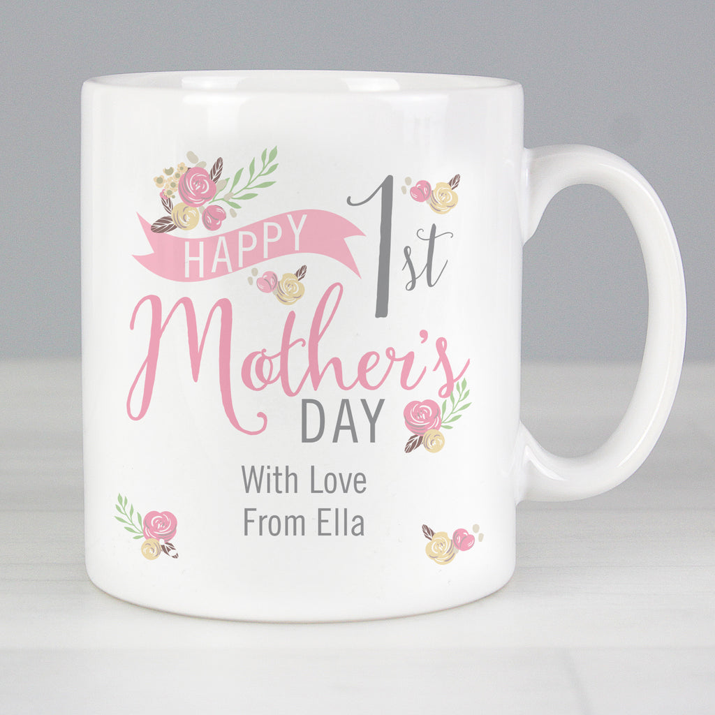 Personalised Floral Bouquet 1st Mothers Day Mug for Mother's Day