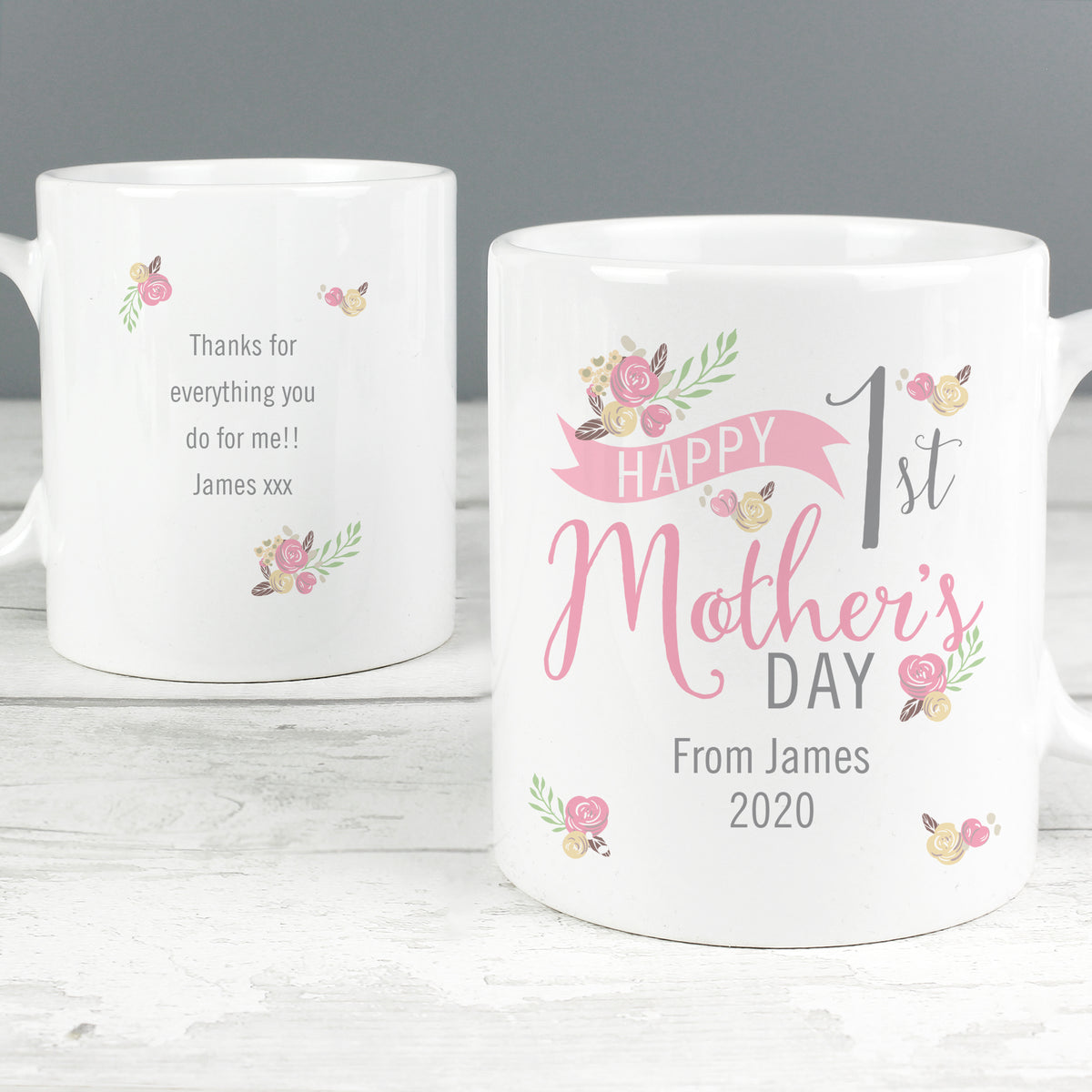 Personalised Floral Bouquet 1st Mothers Day Mug for Mother's Day