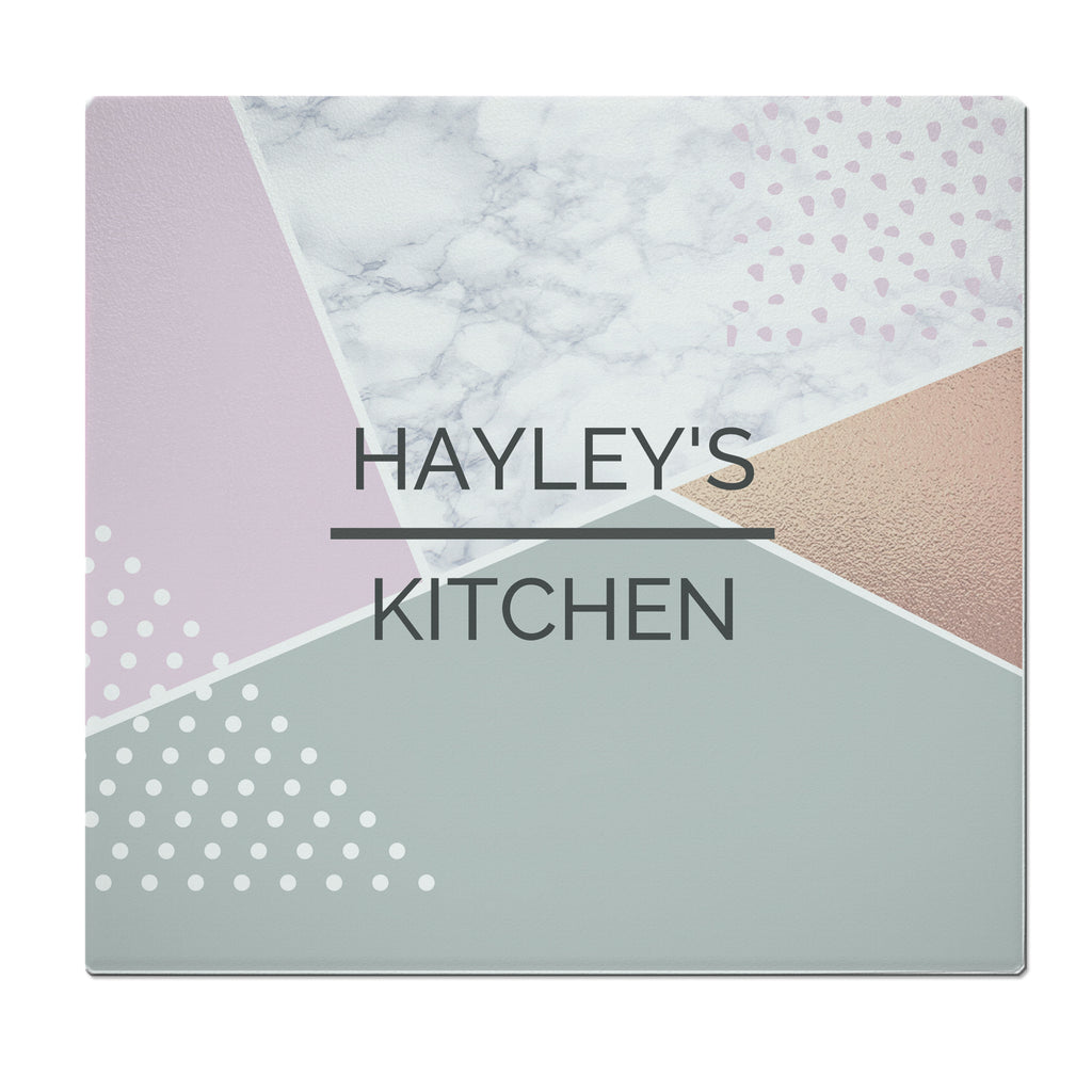 Personalised Geometric Glass Chopping Board/Worktop Saver | Gift for Her