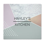 Personalised Geometric Glass Chopping Board/Worktop Saver | Gift for Her