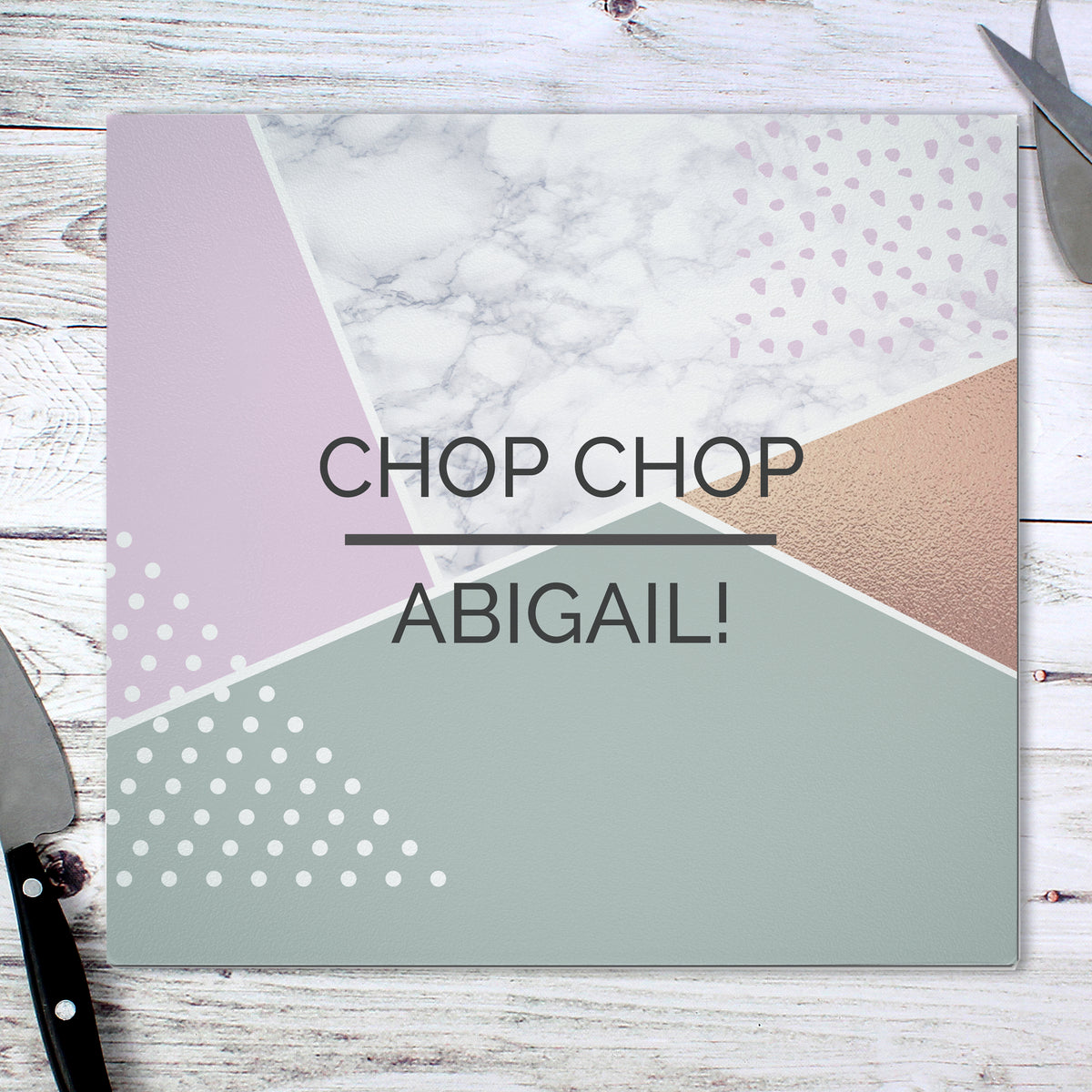 Personalised Geometric Glass Chopping Board/Worktop Saver | Gift for Her