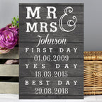 Personalised Mr & Mrs First Day Yes Day & Best Day Metal Sign | Gift for Her