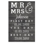 Personalised Mr & Mrs First Day Yes Day & Best Day Metal Sign | Gift for Her
