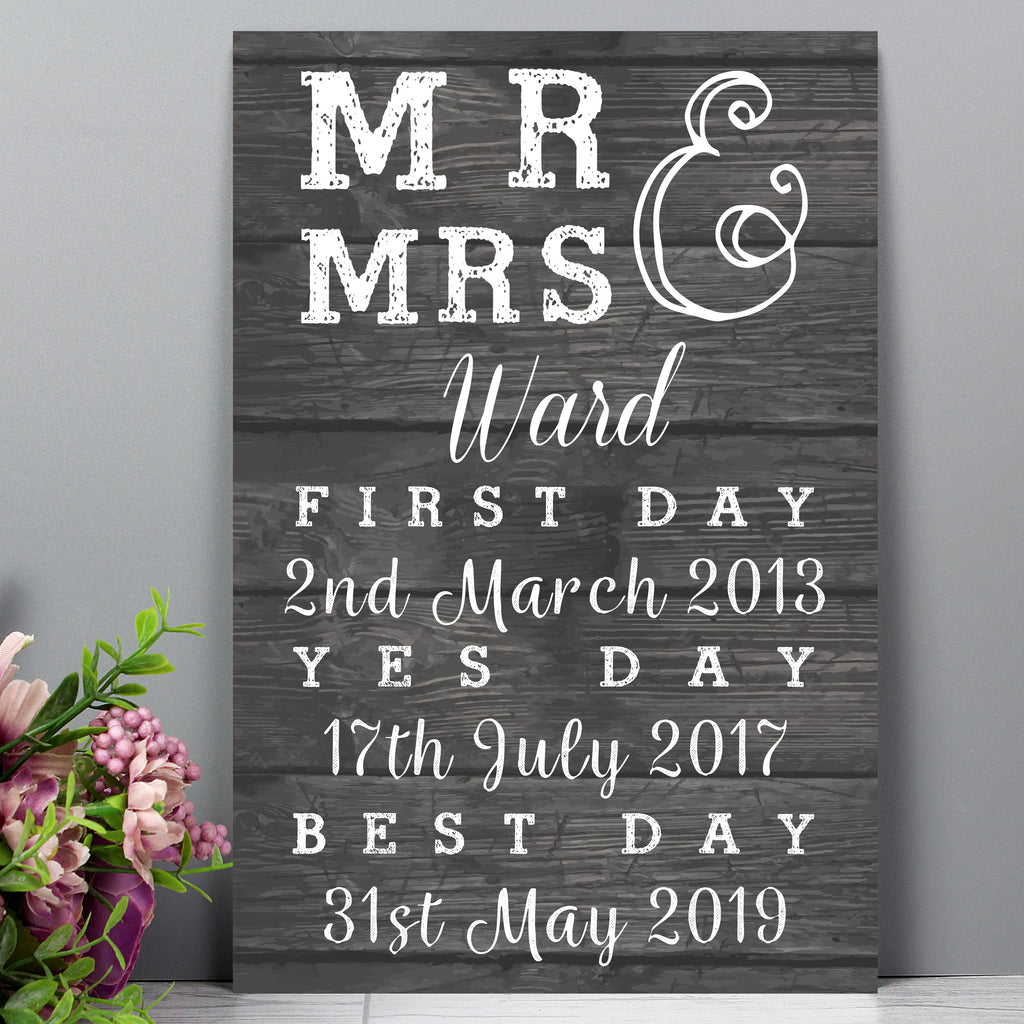 Personalised Mr & Mrs First Day Yes Day & Best Day Metal Sign | Gift for Her