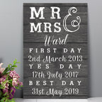 Personalised Mr & Mrs First Day Yes Day & Best Day Metal Sign | Gift for Her