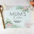 Personalised Abstract Rose Glass Chopping Board/Worktop Saver for Christmas