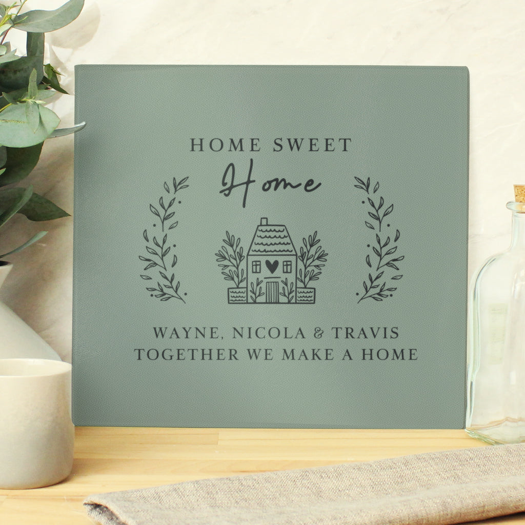Personalised HOME Glass Chopping Board/Worktop Saver for Mother's Day