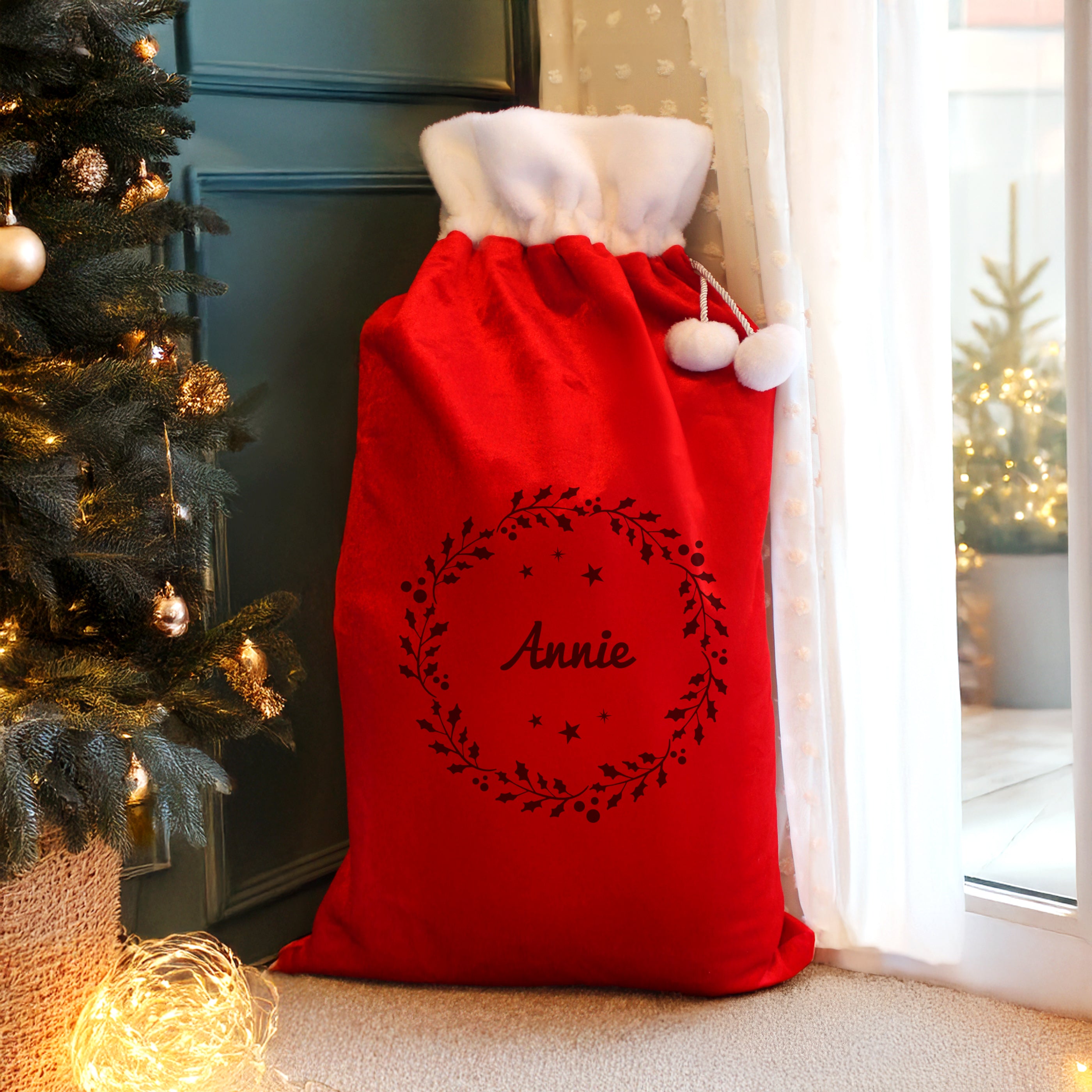 Personalised Holly Red Christmas Sack |  | Inspired Creative Gifts