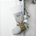 Personalised Stag Silver Grey Stocking |  | Inspired Creative Gifts