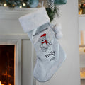 Personalised Christmas Teddy Silver Grey Stocking |  | Inspired Creative Gifts