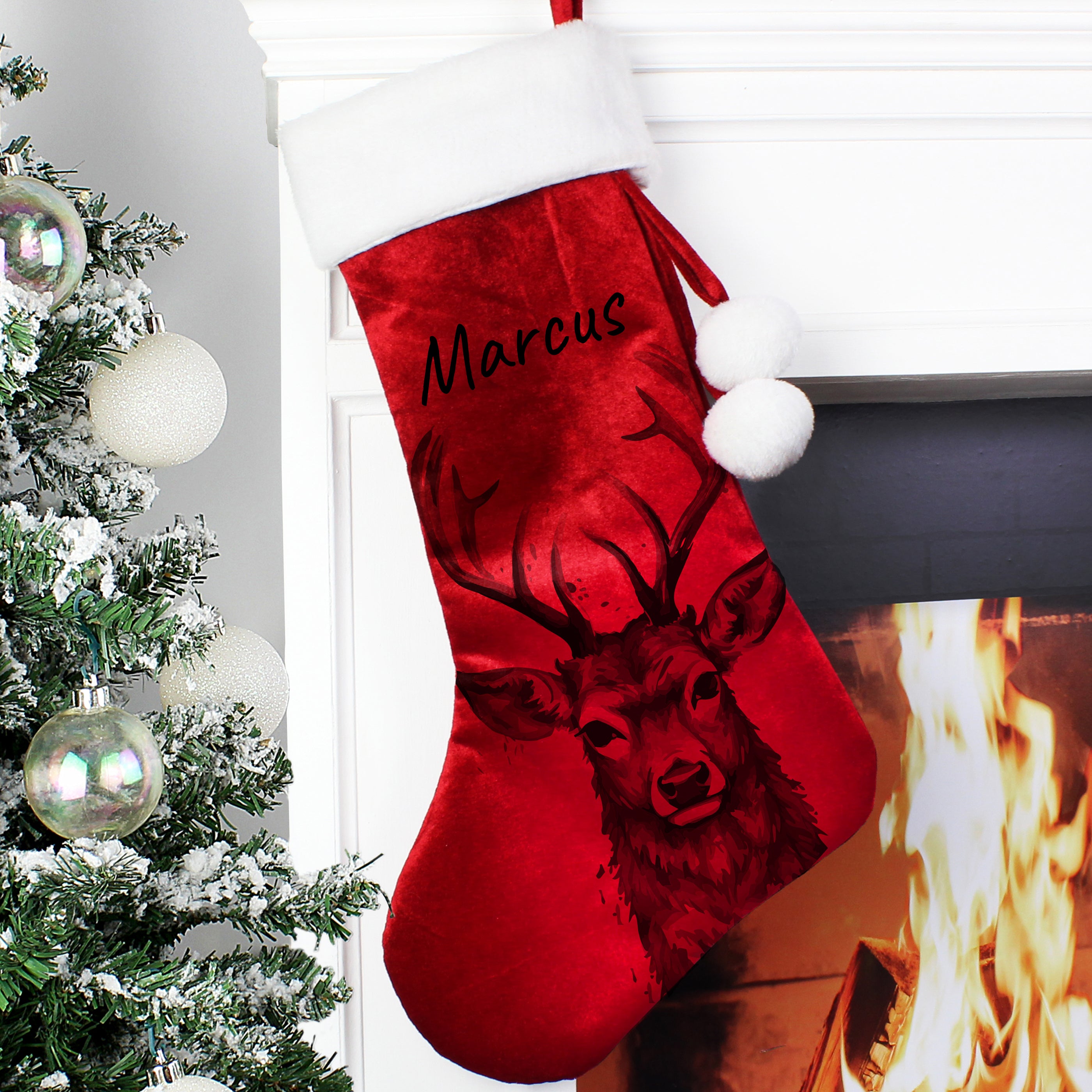 Personalised Stag Red Stocking |  | Inspired Creative Gifts
