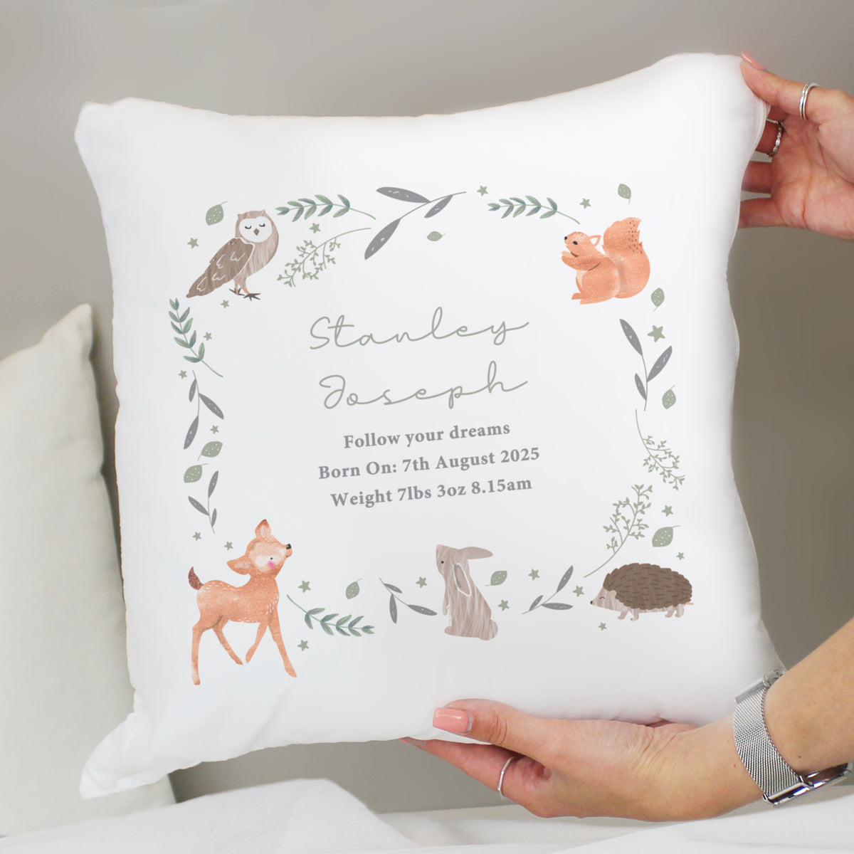 Personalised Woodland Animals Cushion | Textiles