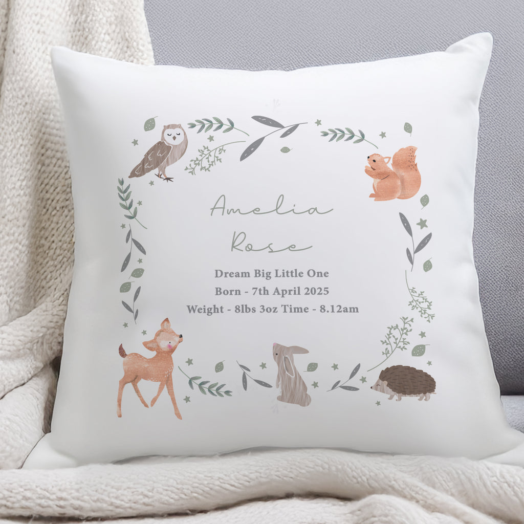 Personalised Woodland Animals Cushion | Textiles