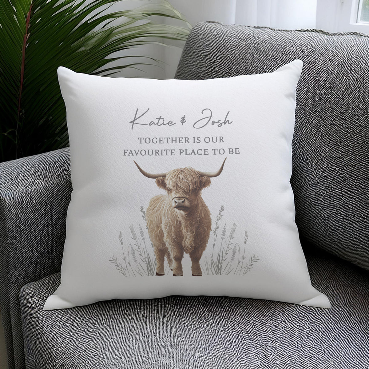 Personalised Highland Cow Cushion | Textiles | Inspired Creative Gifts