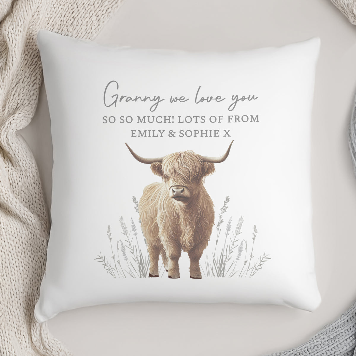 Personalised Highland Cow Cushion | Textiles | Inspired Creative Gifts