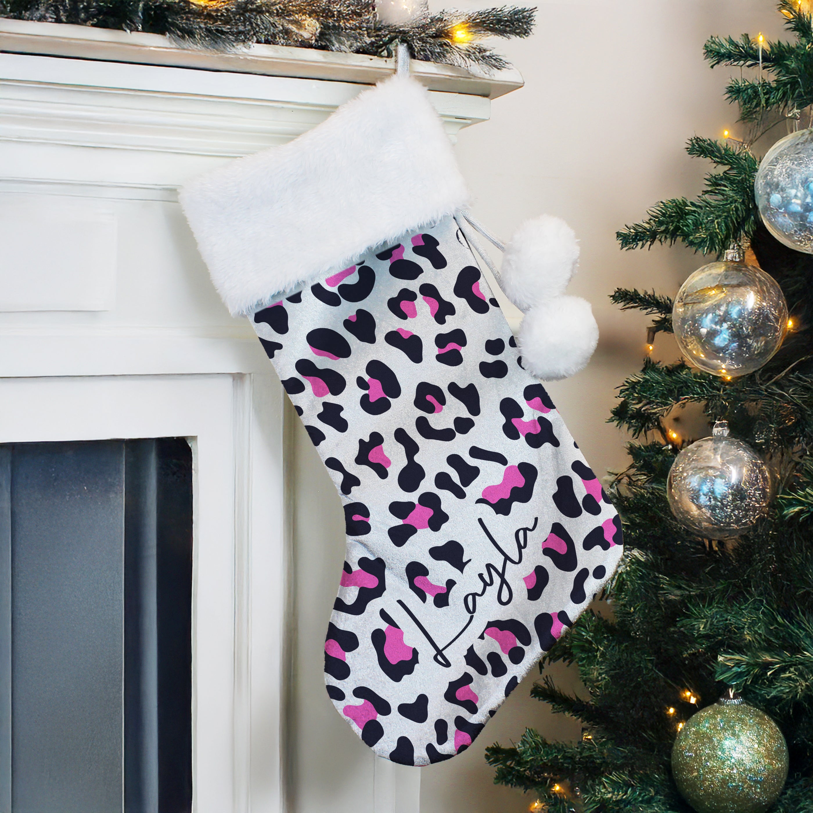 Personalised Leopard Print Christmas Stocking |  | Inspired Creative Gifts