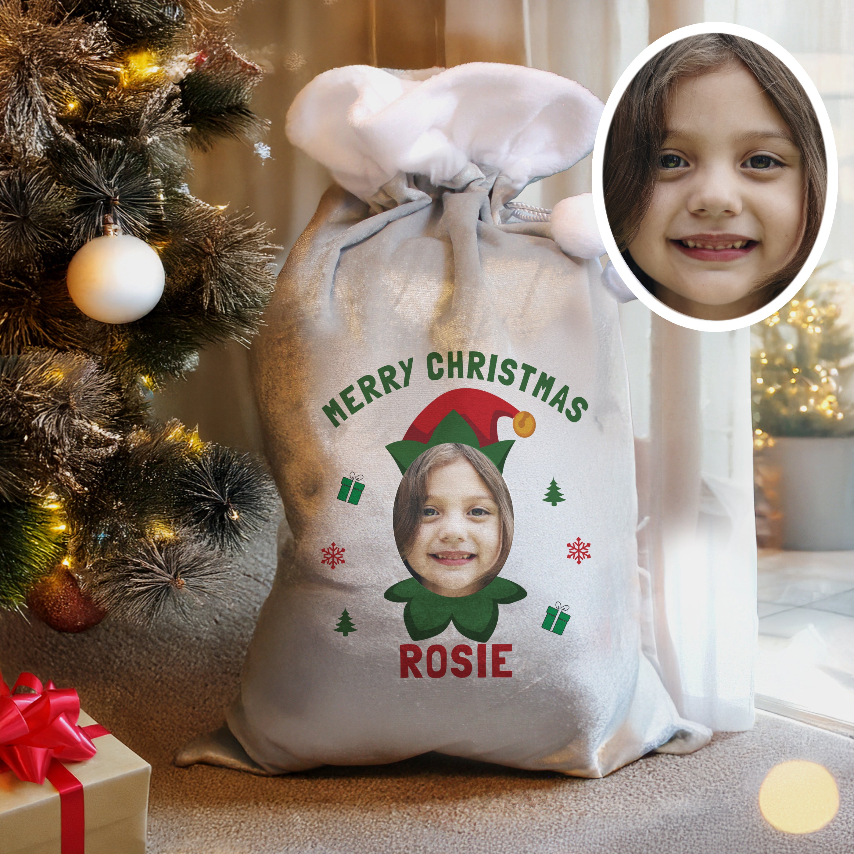Personalised Photo Upload Elf Christmas Sack |  | Inspired Creative Gifts