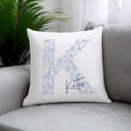 Personalised Floral Blue Initial Cushion | Textiles