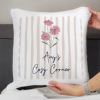 Personalised Floral Stripe Cushion | Textiles