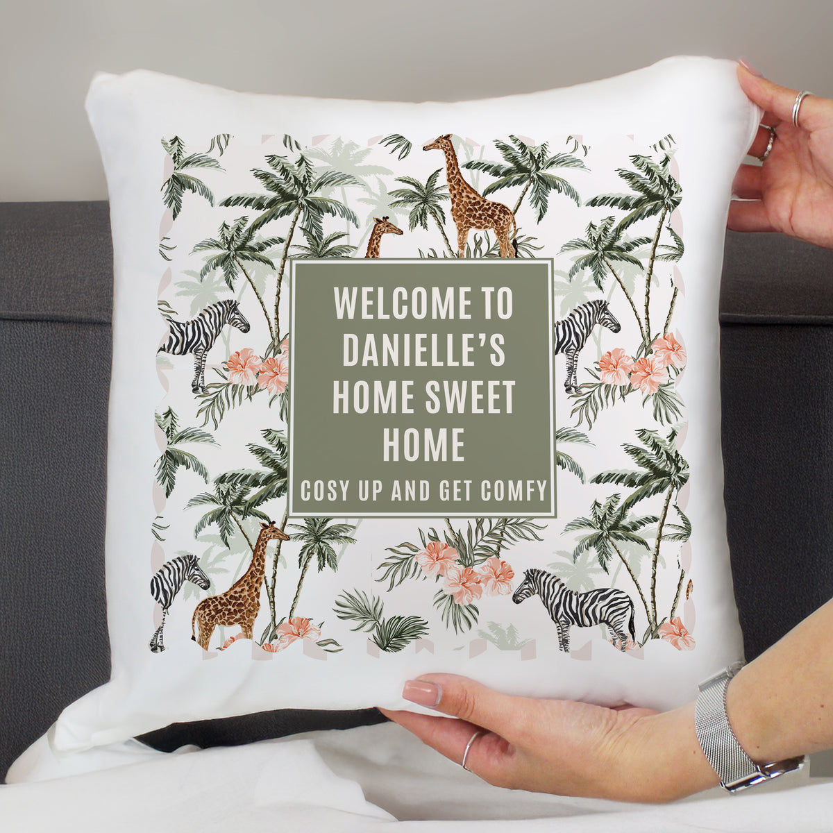 Personalised Jungle Print Cushion | Textiles