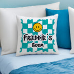 Personalised Blue Check Childrens Bedroom Cushion | Textiles | Inspired Creative Gifts